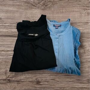 Avenue Black and Blue Blouse Set